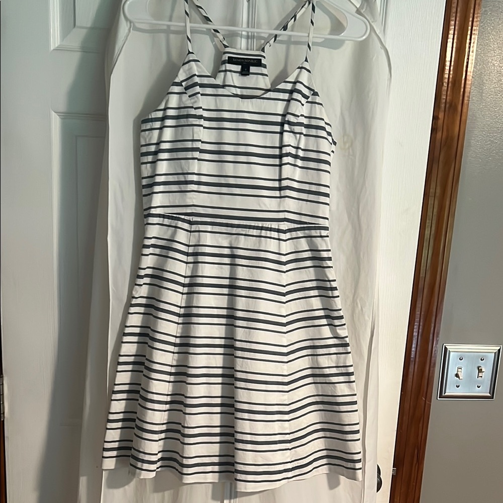 Banana Republic White and Navy Halter Sundress